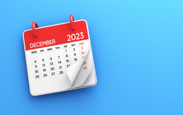 2023年12月日历，蓝色背景图片下载