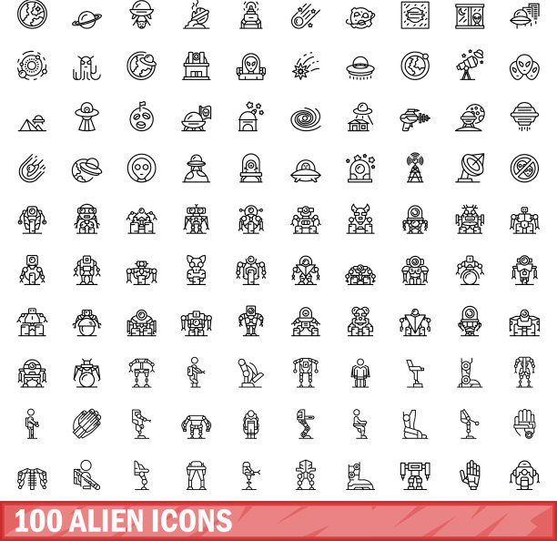 100个外星人图标轮廓样式合集图片下载