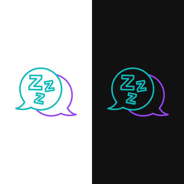 线昏昏欲睡图标隔离在白色和黑色图片下载