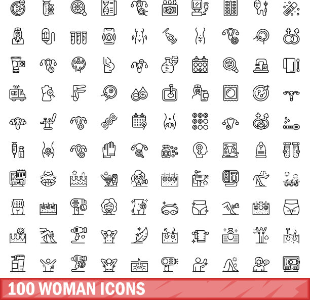 100个线性风格女性图标合集图片下载