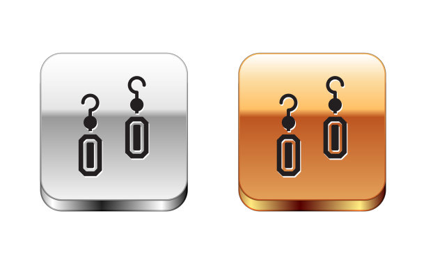 黑色耳环图标孤立在白色背景图片下载