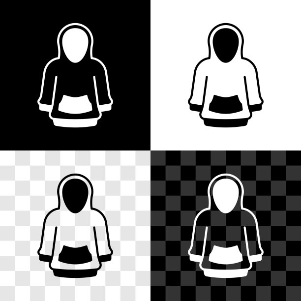 设置卫衣图标隔离在黑色和白色图片下载