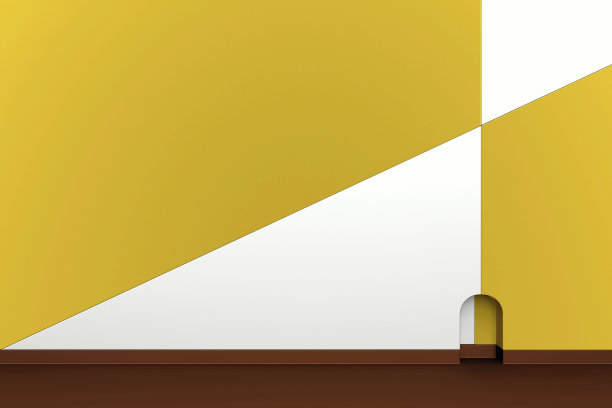 抽象的黄白色几何背景，正面视图室内房间模型，简单干净的墙壁设计，豪华极简主义墙壁壁龛模型，空白空间，3D渲染图片下载