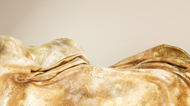 美丽的金色绸缎，日式图案风格，自然空间与阳光图片下载