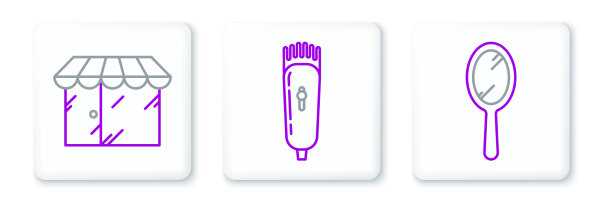 设置线手镜理发店大楼和图片下载