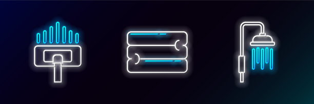 设置线淋浴头与水滴流动图片下载