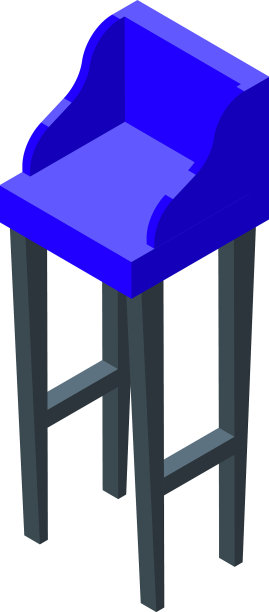 蓝色吧台凳图标等距现代椅子图片下载