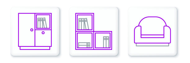 在扶手椅衣柜和书架上摆放书籍图片下载