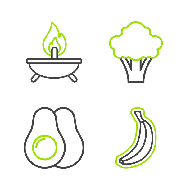 集行香蕉、牛油果、花椰菜和香气图片下载