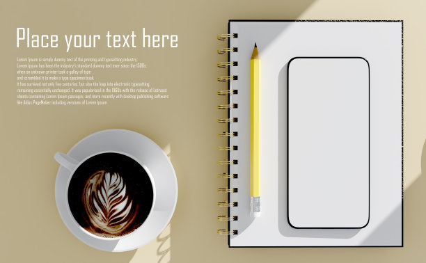 顶视图智能手机屏幕模拟和空间文本和你的设计图片下载