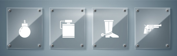 套左轮手枪牛仔靴水壶水图片下载