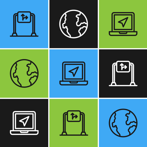 设置线道路交通标志笔记本电脑与位置图片下载