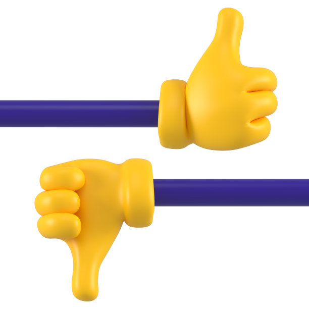 黄色表情手表示喜欢和不喜欢的手势隔离。设置不同的手势图标，符号，信号和标志。3 d渲染。图片下载