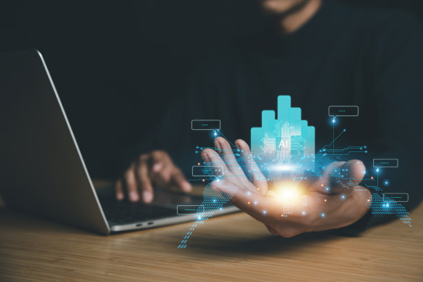 聊天机器人与人工智能聊天。人用科技智能机器人AI，未来科技转型，机器人应用，对话助手概念。人工智能、机器人应用和全球连接图片下载