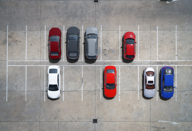 空停车场，鸟瞰图。三维插图绘制图片下载