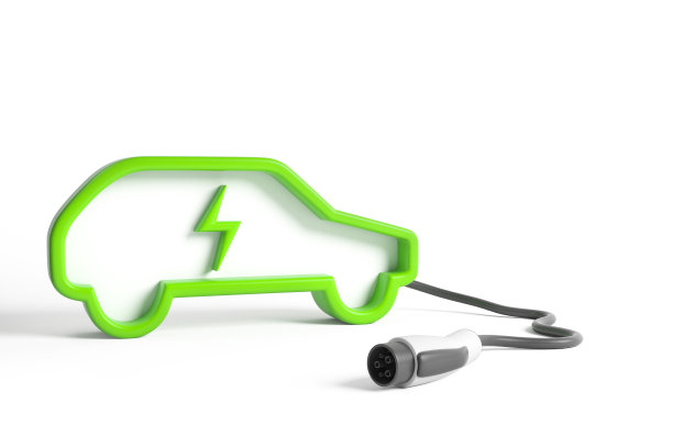 白色背景上带有充电器的绿色抽象汽车图片下载