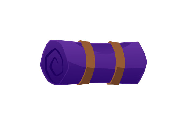 旅行睡袋用于旅游和徒步旅行，平面矢量插图隔离。图片下载