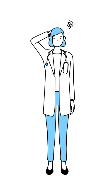 一个穿白大褂的女医生痛苦地挠着头。图片下载