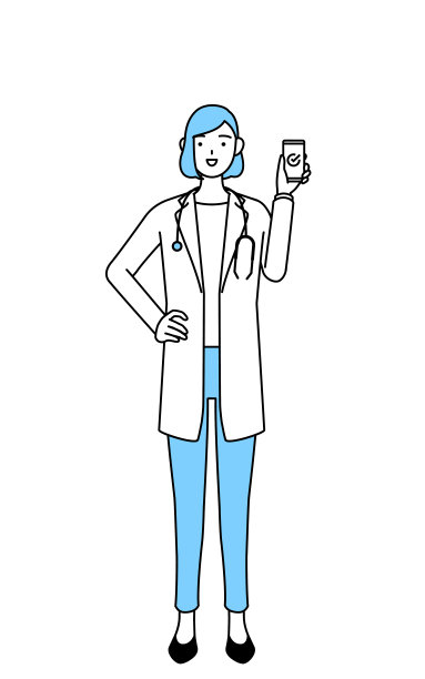 一位身穿白大褂的女医生正在工作中使用智能手机。图片下载