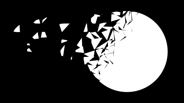 破碎的圆圈孤立在黑色背景上。图片下载