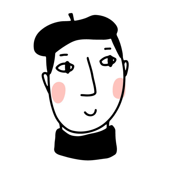 戴贝雷帽的卡通青年图片下载