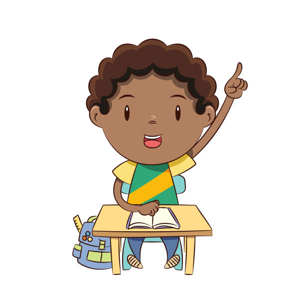 男孩坐着举手，孩子，学生图片下载