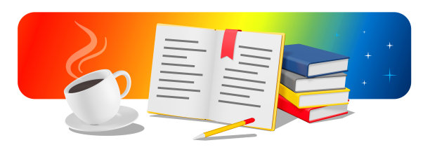 彩色背景的咖啡杯和书的3d插图，教育时间。三维风格设计图片下载