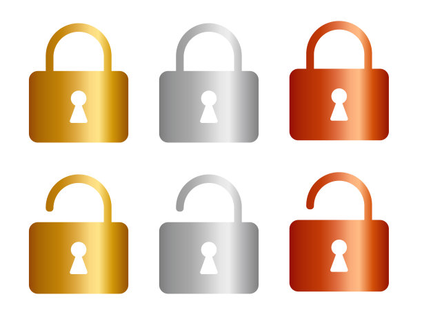 一套6个挂锁图标图片下载