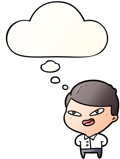 卡通快乐的商人与思想泡沫平滑梯度风格图片下载