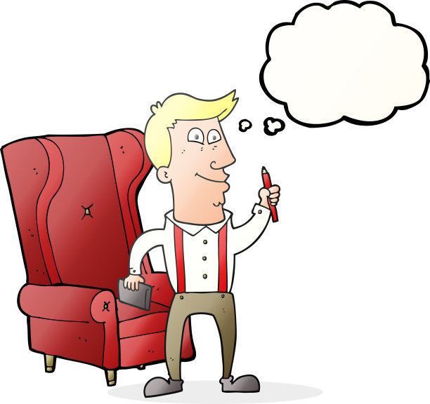 徒手画的思想泡泡卡通人与笔记本和笔图片下载