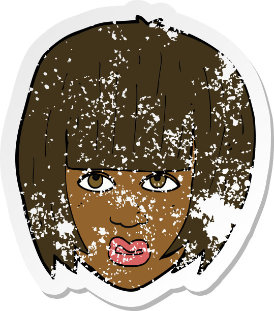 复古心疼贴纸的卡通惹恼了大头发的女孩图片下载