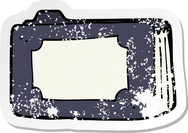 一个卡通商业文件夹的复古心疼贴纸图片下载