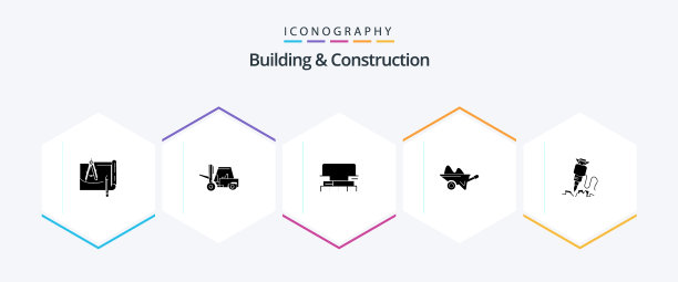 建筑和建筑25字形图标包图片下载