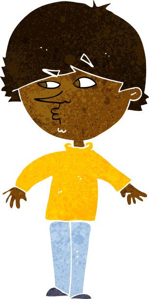 卡通人物：神情可疑的男子回头张望图片下载