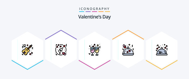 情人节25填充线图标包包括图片下载