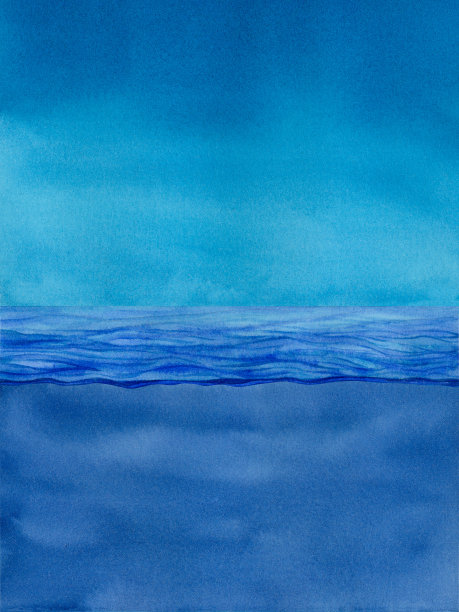 水彩海蓝宝石景观背景。夜空，大海和它的水下部分图片下载