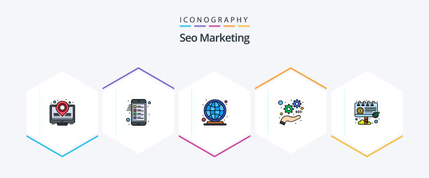 Seo营销25填充线图标包包括图片下载