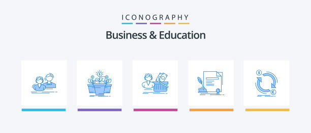 商业和教育蓝色5图标包包括图片下载