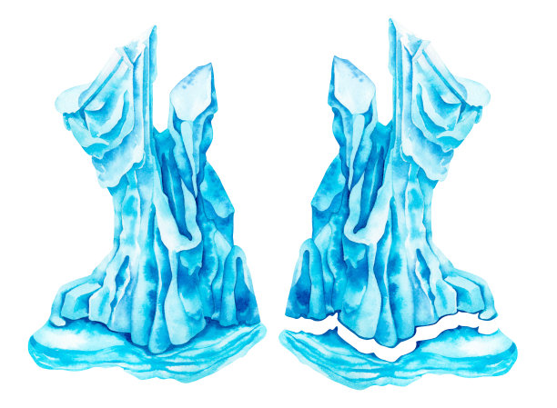 水彩魔法冰山与它的元素图片下载