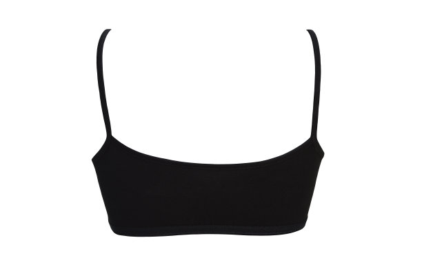 内衣。白色背景的黑色棉质运动内衣。女士内衣。后视图。图片下载