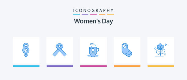 妇女节蓝色5图标包包括热的爱图片下载