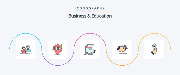 商业和教育线上填平了5个图标图片下载