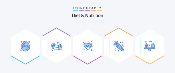 饮食和营养25个蓝色图标包包括图片下载