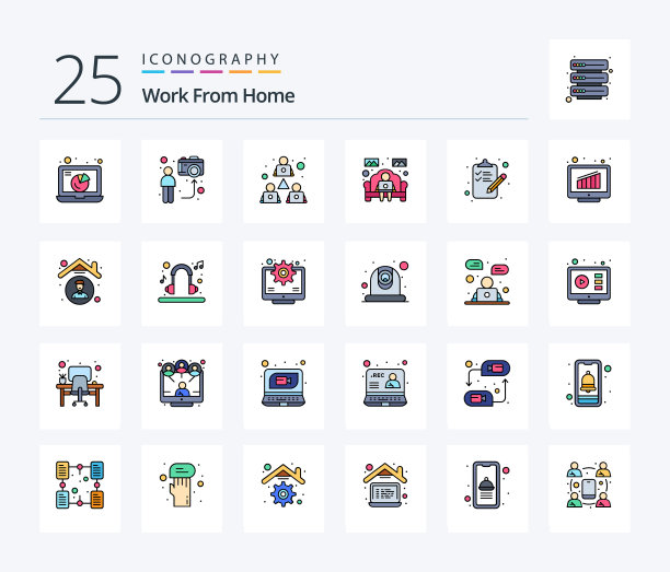 在家工作25行填充图标包包括图片下载