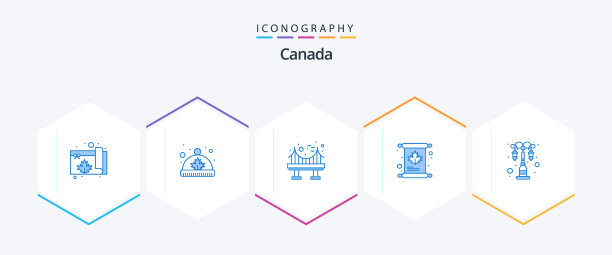 加拿大25个蓝色图标包包括灯邀请图片下载