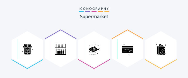 超市25个符号图标包，包括购物图片下载