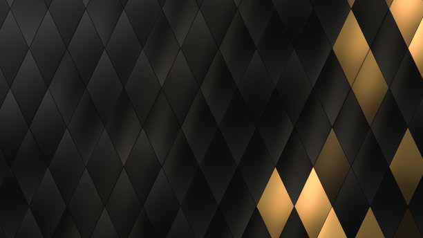 3d渲染黑色和金色抽象钻石形状图案背景。图片下载