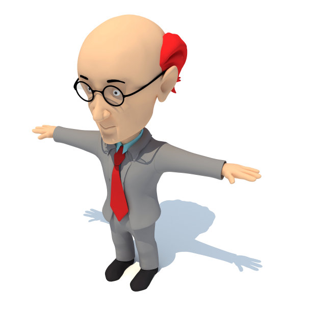 3D卡通风格的老人3D渲染在白色背景图片下载