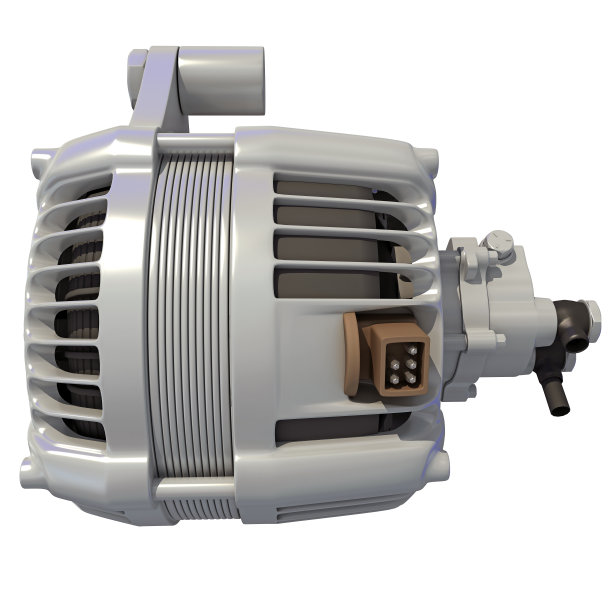 汽车发电机3D渲染在白色背景图片下载