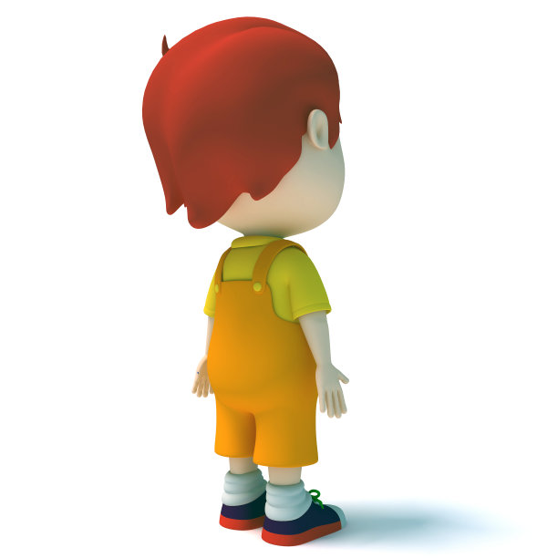 3D卡通风格的孩子3D渲染在白色背景图片下载